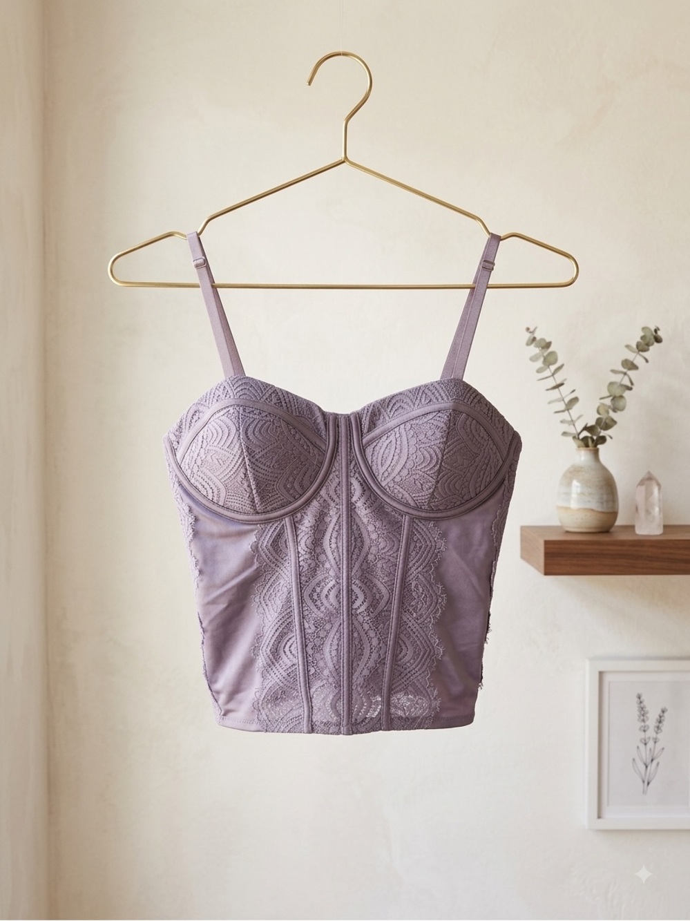 No Boundaries Lavender Lace Bustier Crop Top